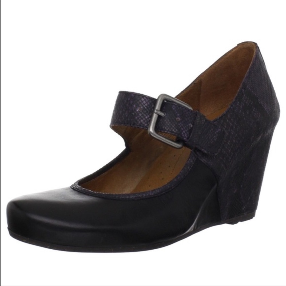 Naya Leather Snake Hidden Wedge Mary Jane Heels
